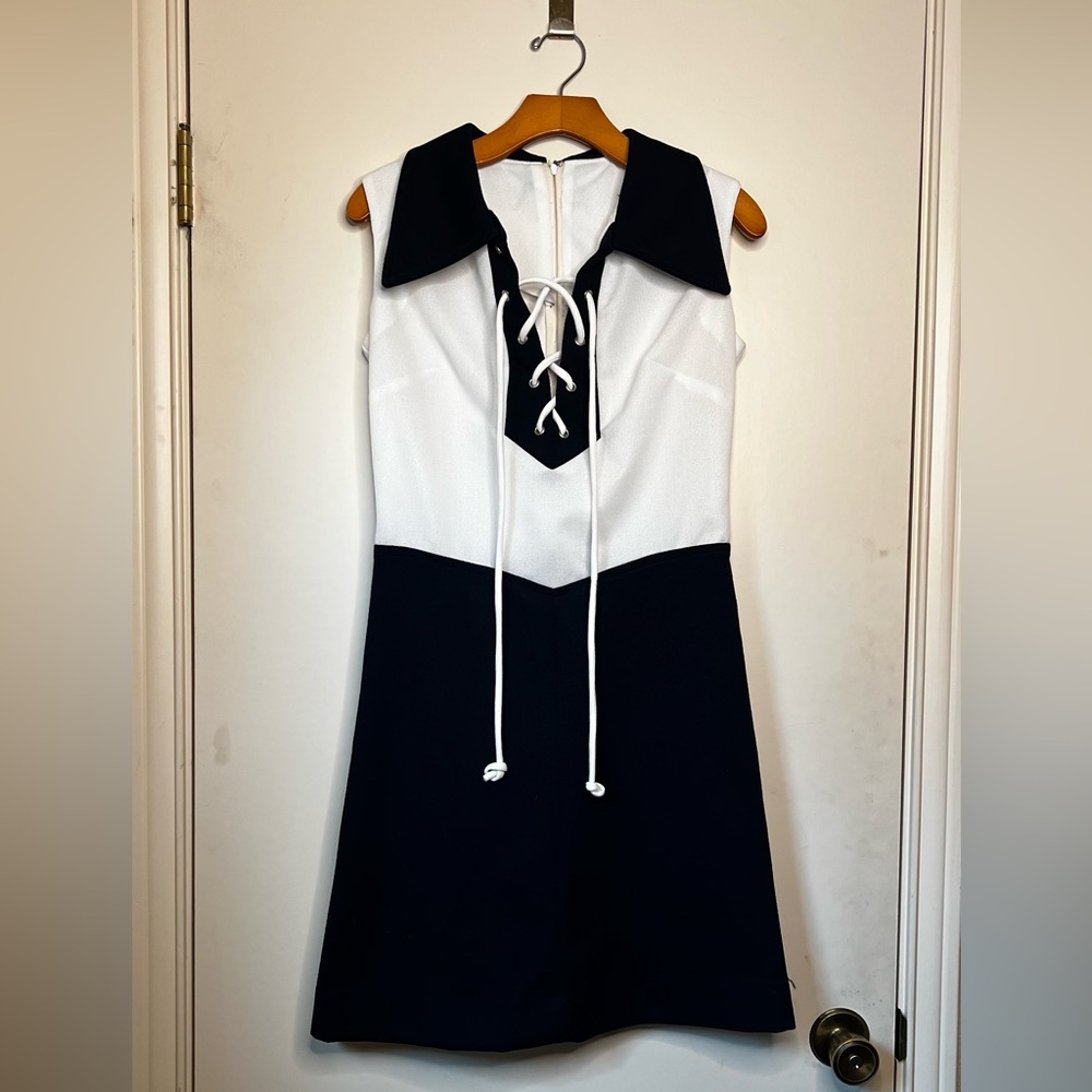 Navy Blue and White Dress